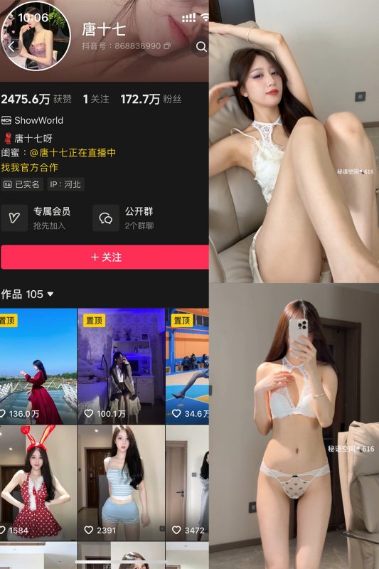 抖音 唐十七 秘语空间 NO.023期 【19P】-岛屿电鸽微密圈-全网最全抖音网红高质量总站